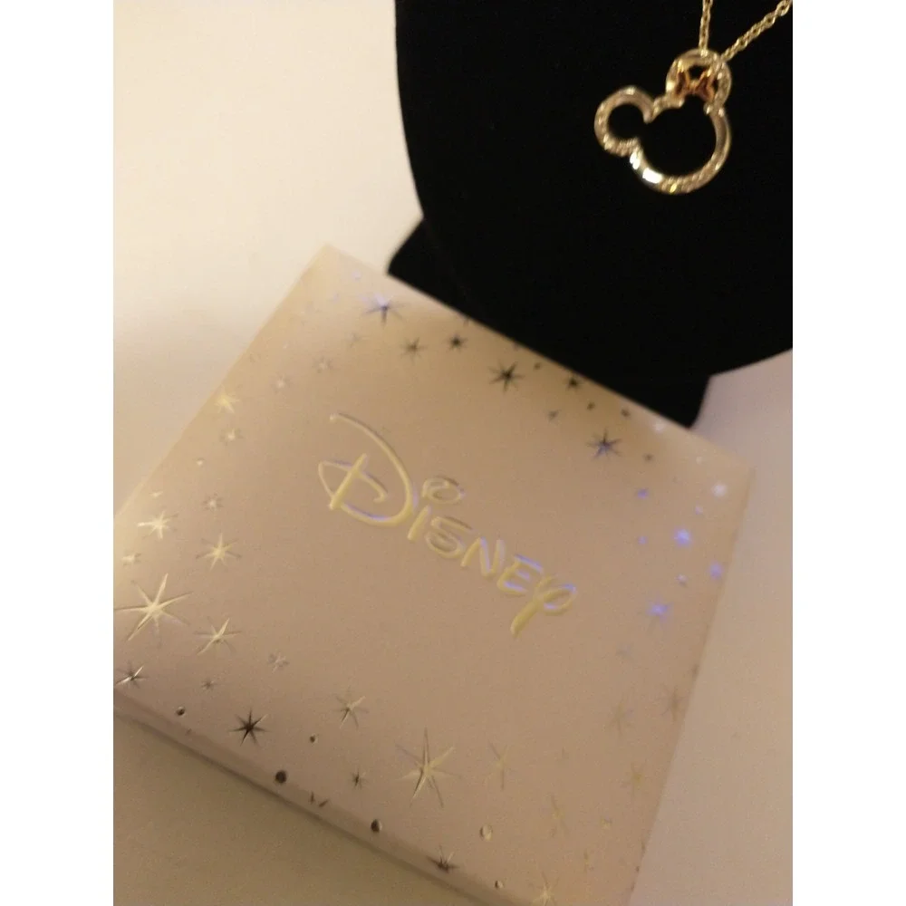 Disney Minnie Mouse Bowtiful Crystal Necklace Silver Plated Two Tone Rose Gold